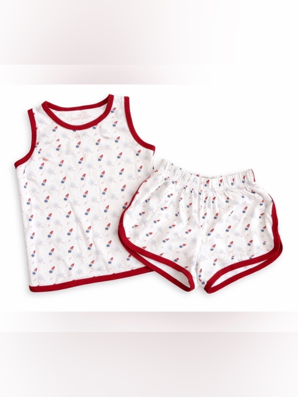 James & Lottie Kids Popsicle Fireworks Tank & Shorts Set Prima Cotton Size 6